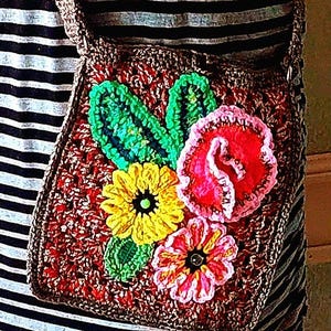 Crochet bag,vintage,boho, over the shoulder. Crochet gift for a friend. Beautiful roses, flowers, nature.