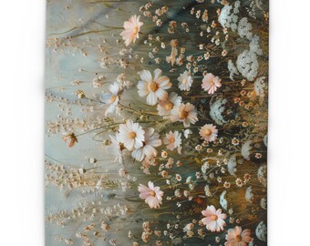 FLEECE BLANKET of a Vintage Floral Painting 50x60