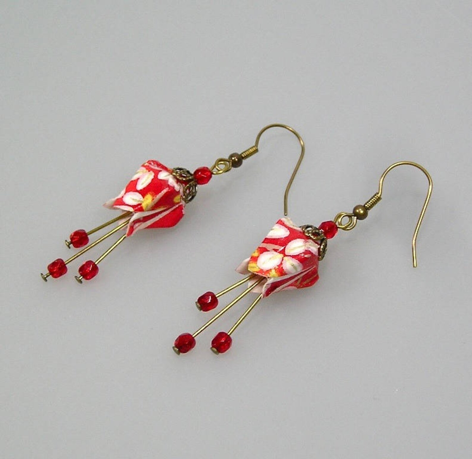 Origami jewelry Fushia earrings origami earrings in Japanese Etsy