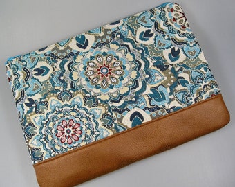 Housse, pochette ordinateur portable jacquard bleu mandala