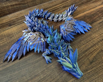Articulated | Flexible | Crystal Dragon with Wings | Cinderwing | PLA+ Plastic Filament | 3D Printed