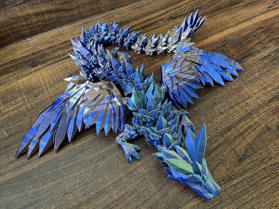 Articulated | Flexible | Crystal Dragon with Wings | Cinderwing | PLA+ Plastic Filament | 3D Printed