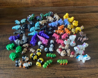 3D Printed Mystery Mini Figurines: Articulated PLA+ Plastic Animal Pack