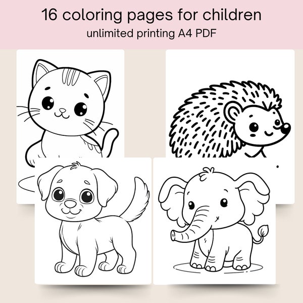 Coloring Pages for Kids, animal and mandala : Unlimited A4 PDF Downloads, Fun and Educational Activity, Creative Art for Children