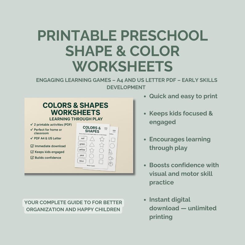 Printable Preschool Shape & Color Worksheets – 2 Engaging Learning ...