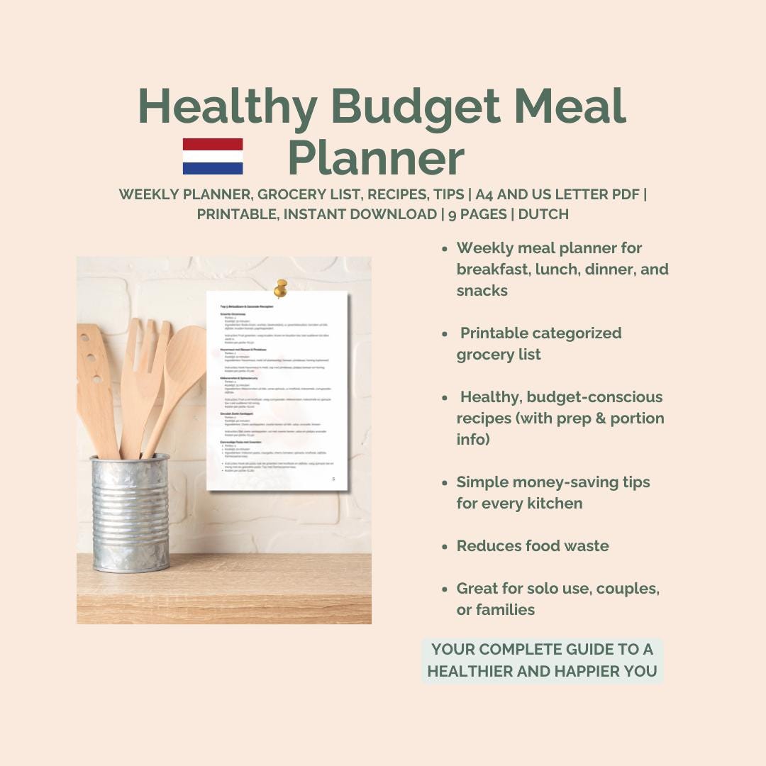 Budget-friendly Meal Planner PDF – Weekly Menu + Grocery List + Recipes ...