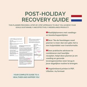 Planejador de Refeições Pós-Férias (Holandês) – Receitas Saudáveis, Lista de Compras e PDF com Instruções – Tamanhos A4 e Carta – Download Imediato