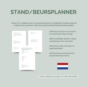 Dutch Trade Show Planner (PDF) – Printable & Fillable Event Guide in Dutch – Booth Planning and Marketing Strategy Templates – A4 Download
