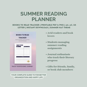 Boekenlijst Planner - Houd je leeslijst bij - Printbare PDF & PNG - A4, A5, US Letter - Téléchargement direct