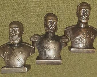Russian emperors 3 Figurines Russian tsars Romanovs Busts Alexander II Nicholas I Alexander III Handmade