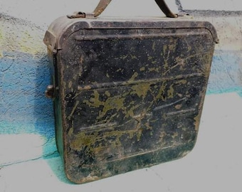 Army box for machine gun belt with cartridges. Military ammo box. Vintage USSR