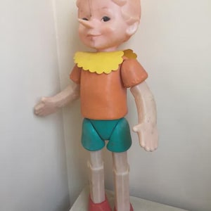 Pinocchio toy doll Buratino figurine kids. Plastic. Vintage USSR