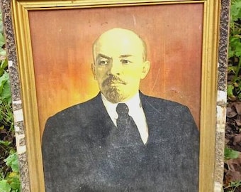 LENIN Portrait Dry Brush Paper Soviet Union Kharkiv Original 1971 Russia USSR