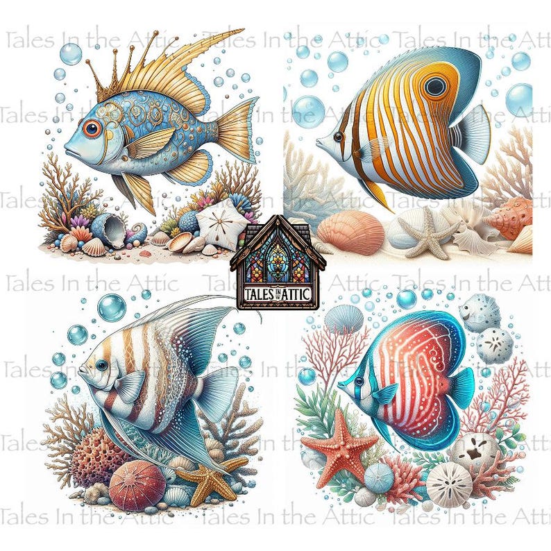 Tropical Fish #1 Digital Downloadable PNG Image Files for 4” Coasters ...