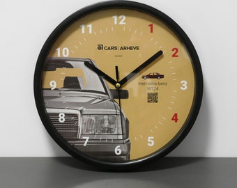 Wall clock with photo of Mercedes-Benz W124 classic sedan - Silent quartz movement