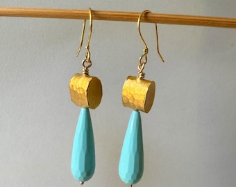 Faceted Turquoise Howlite Earrings