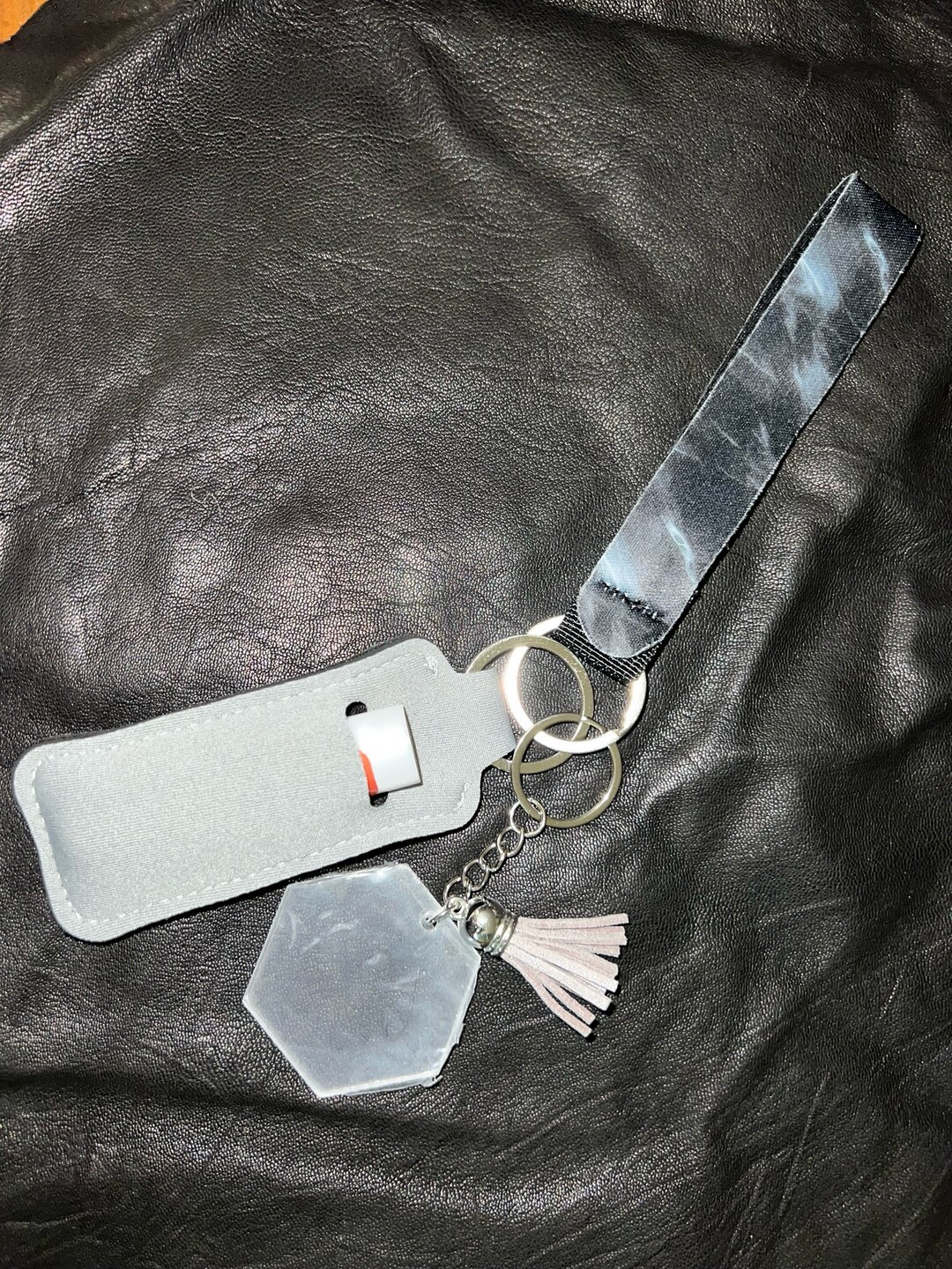 Gray Keychain Cute Keychain Custom Wristlet Custom Keychain Gift Womens ...