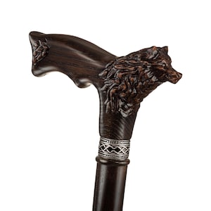 Custom Wolf Cane - Fenrir - Cool Walking Cane, Unique Walking Canes for Men, Cane for Women, Wolf Walking Stick, Wooden Cane, Wolf Head Cane