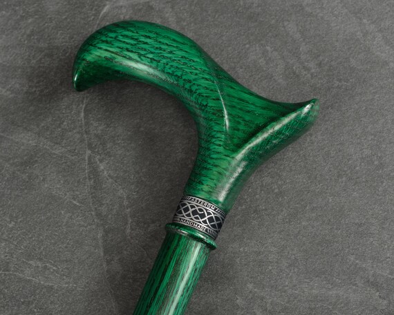 Irish Green Walking Cane - Handcrafted Wooden Cane - Custom Cane for Men - Walking Stick for Men - Gift for Father - Oak Wood Cane