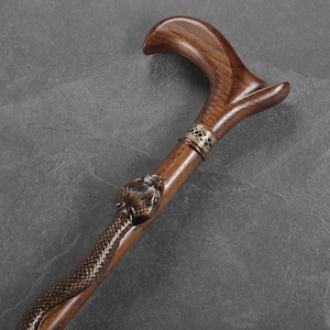 Luxury Walking Cane - Snake Walking Cane for Men - Custom Walking Stick - Carved Wooden Cane -Gift for Parents - Handcrafted Cane