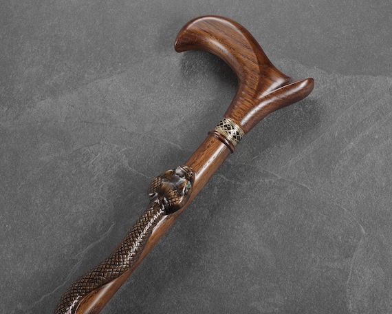 Luxury Walking Cane - Snake Walking Cane for Men - Custom Walking Stick - Carved Wooden Cane -Gift for Parents - Handcrafted Cane