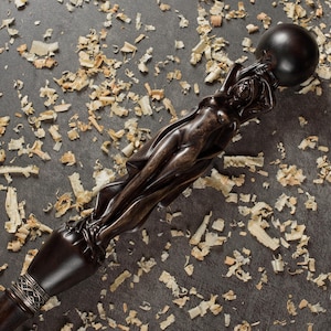 Handmade Wooden Cane - Gemini Walking Cane - Custom Walking Stick - Carved Cane  for Men - Handcrafted Cane for Women