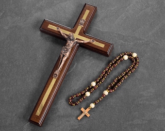 Wooden Crucifix Wall Cross - Handmade 12" Cross - Carved Wood Cross Wall Decor - Christian Wall Decor - Catholic Crucifix - Religious Gift