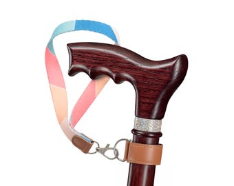 Oak Wood Walking Cane with Rhinestone Collar – Ergonomic Handle Walking Stick