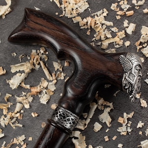 Bastón vikingo - Bastón de madera hecho a mano para hombres - Bastón personalizado - Bastones para hombres - Bastón de madera de roble - Bastón artesanal