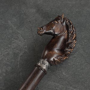 Carved Horse Walking Cane - Wooden Cane - Walking Stick with Horse Handle - Mother Gift - Gift For Mom - Handcrafted Cane