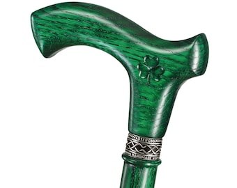Handmade Green Irish Walking Cane – Stylish Wooden Cane
