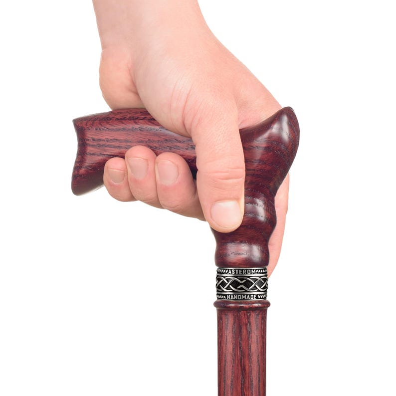Ergonomic Wooden Cane - Handmade Walking Stick for Women - Cane for Men ...