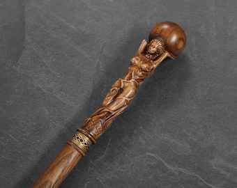 Goddess Walking Cane - Carved Wooden Cane - Handmade Walking Stick - Canes for Women - Gift for Dad - Handcrafted Canes for Men