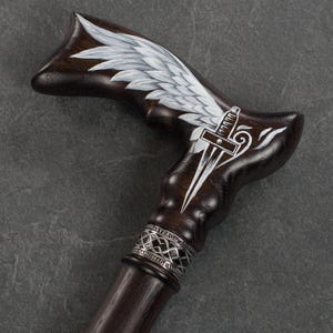 Hand-Painted Wooden Cane - Designer Walking Cane - Walking Stick for Man - Walking Stuff - Handmade Canes