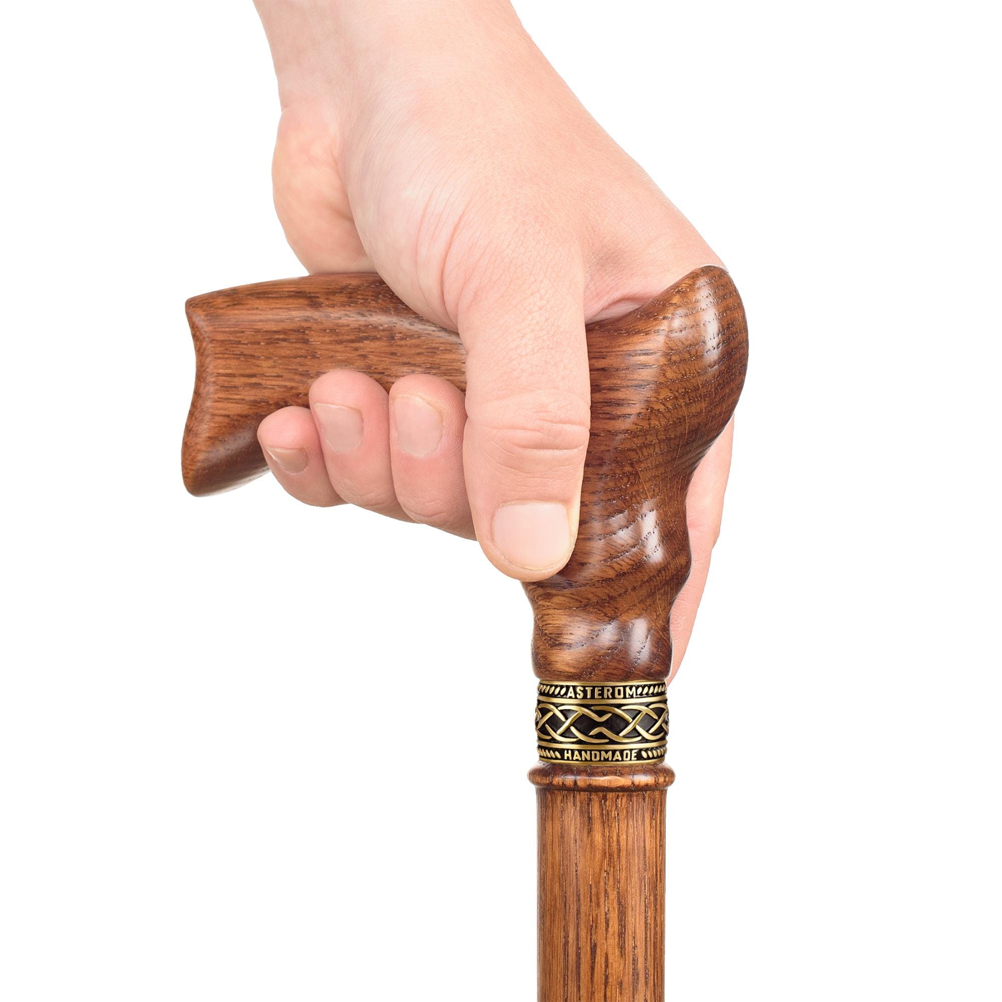 Oak Wood Walking Cane – Ergonomic Handle, Handcrafted Walking Stick - Etsy