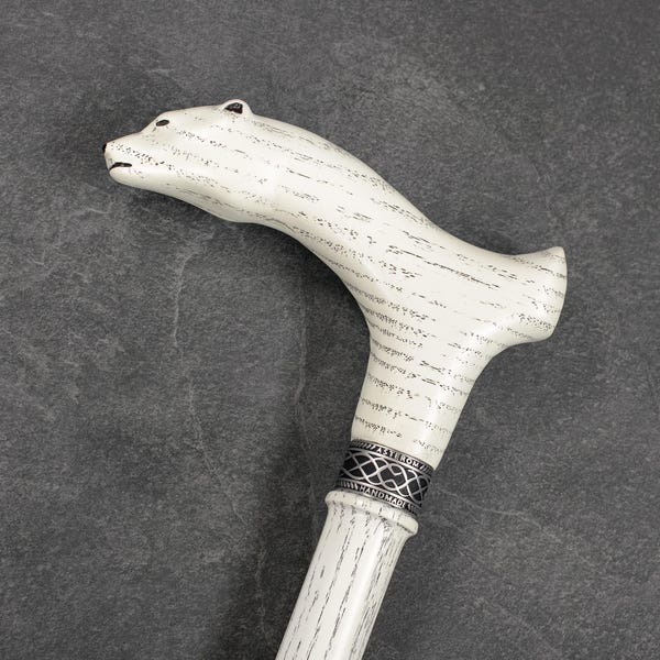 White Bear Oak Walking Cane – Ergonomic Handle, Sturdy Support