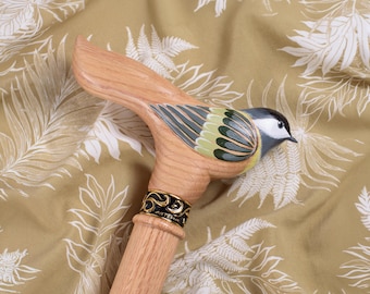 Bird Walking Cane - Women Walking Stick - Wooden Cane for Mom - Oak Wood Cane - Gift for Mom - Carved Walking Cane