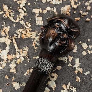 Hand-Carved Oak Walking Cane – Buddha Handle, Ergonomic Support
