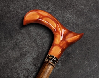 Oak Walking Cane with Ergonomic Epoxy Handle – Custom Support Stick