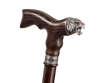 Handmade Oak Celtic Bear Walking Cane – Ergonomic Handle, Sturdy Support