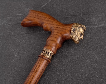 Lincoln Oak Walking Cane – Handmade Wooden Cane with Ergonomic Handle