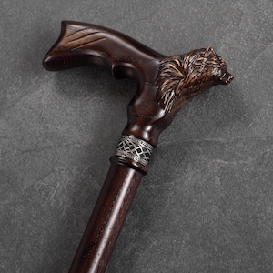 Bear Walking Stick -Custom Walking Cane - Handcrafted Walking Cane - Cane for Men - Wooden Cane - Father&#39;s Gift