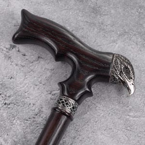 Eagle Head Walking Cane - Custom Walking Stick - Handmade Cane with Eagle - Father&#39;s Cane - Wooden Cane for Dad - Gift for Dad