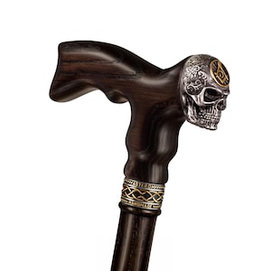 Canne personnalisée - Canne de marche tête de mort maçonnique - Canne en bois pour homme - Cannes et cannes de marche faites main - Cannes de marche pour homme