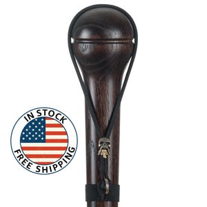 Exclusive Carved Walking Cane for Men with Unique Paracord Skull Strap - Solid Hardwood Walking Stick - Stylish Walking Sticks for Men