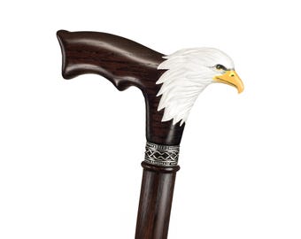 Custom Eagle Cane - Painted-by-Hand Walking Cane, Unique Walking Canes for Men, Cane for Women, Eagle Walking Stick, Wooden Walking Cane