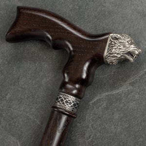 Wolf Walking Cane - Custom Wood Walking Stick - Wooden Cane for Man -  Hunter Gift - Handmade Walking Cane - Gift for Parents