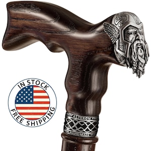 Handmade Viking Thor Walking Cane - Canes for Men - Wooden, Unique, Cool, Fashionable Walking Sticks for Men & Seniors
