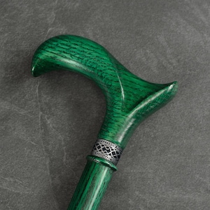 Irish Green Oak Walking Cane – Handcrafted Ergonomic Walking Stick image 1