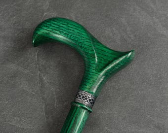 Irish Green Oak Walking Cane – Handcrafted Ergonomic Walking Stick
